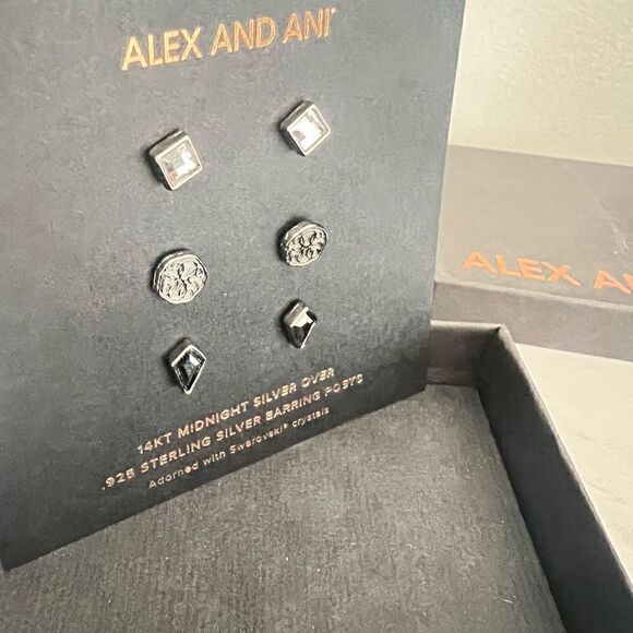 ALEX AND ANI Diamond Jet & Path Of‎ Life Stud Earring Set, NWT - Picture 4 of 12